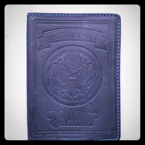 Leather passport sleeve cover (navy)